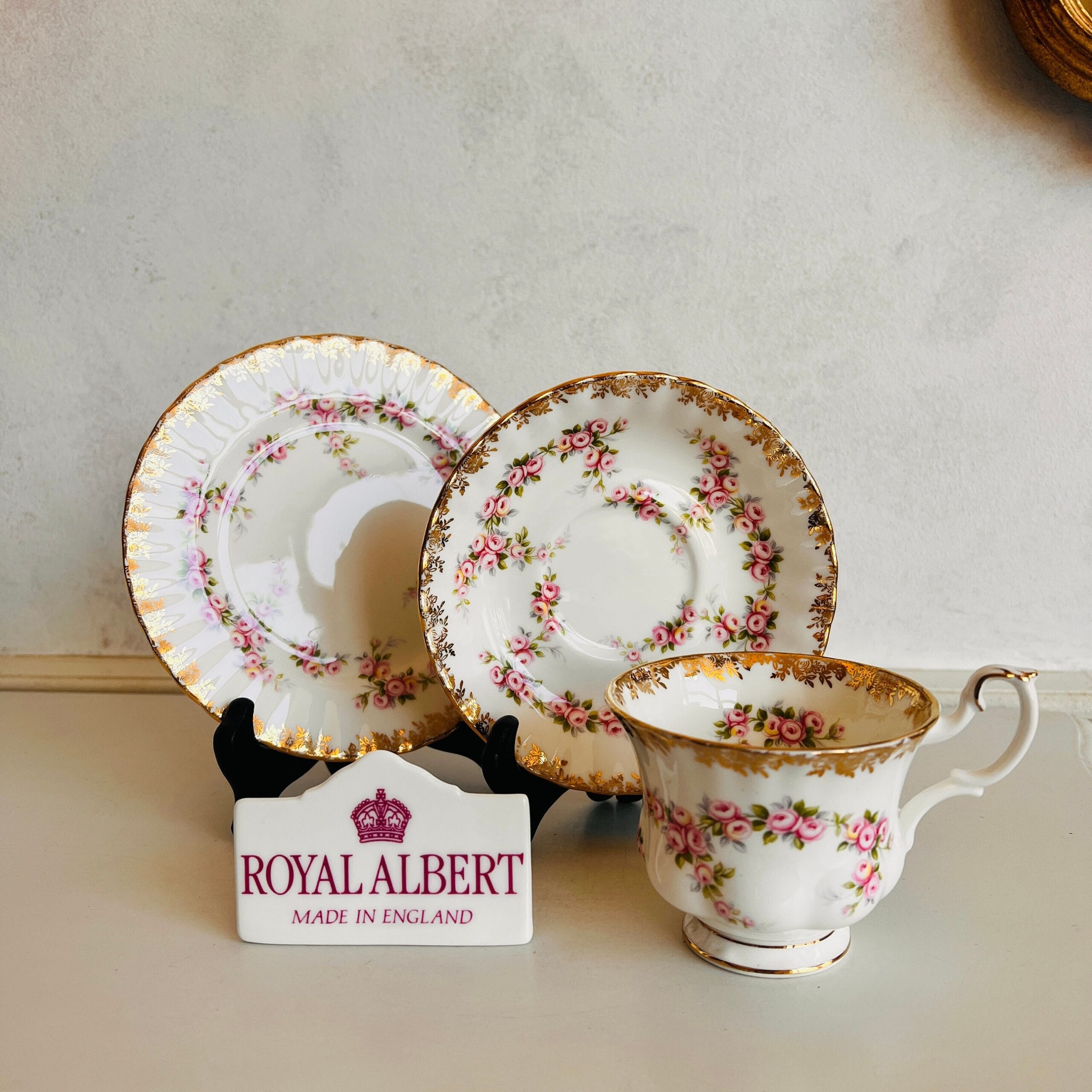 ロイヤルアルバート　  DIMITY ROSE セット Original Royal Albert Dimity Rose Set Made in England 1969